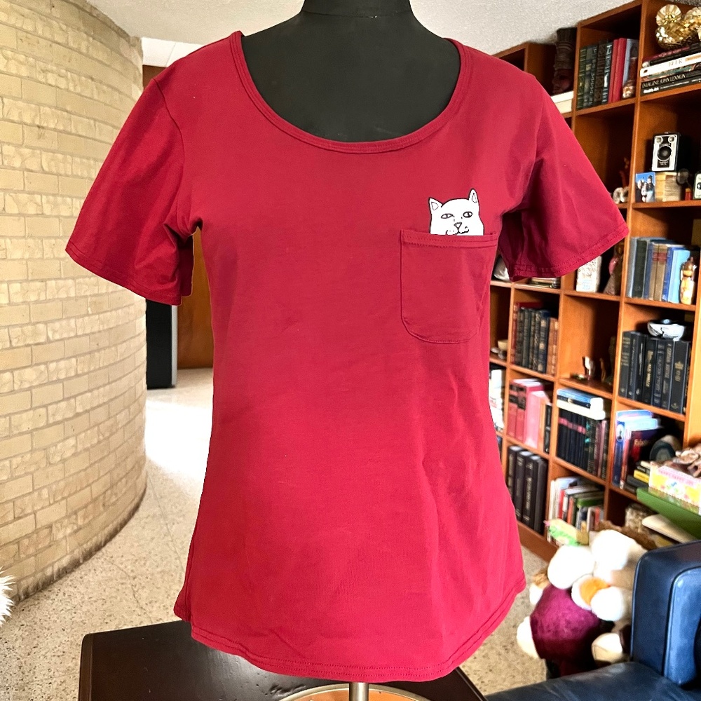 Naughty Kitty in My Pocket Tee Middle Finger Kitty